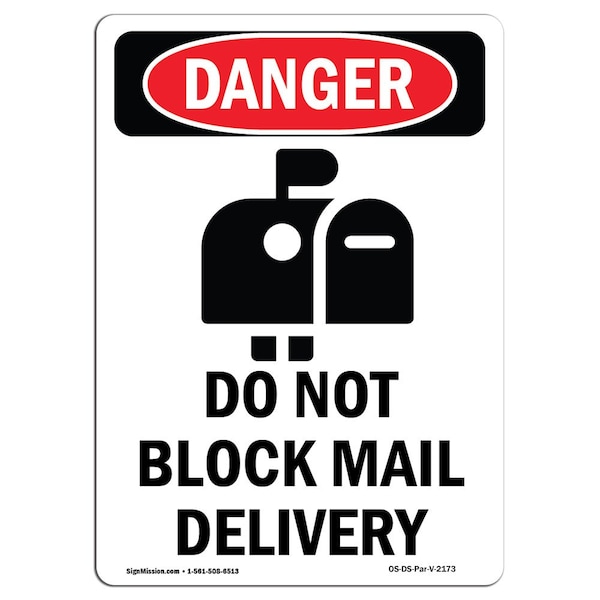 Safety Sign, OSHA Danger, 5" Height, Portrait Do Not Block, Portrait, 10PK